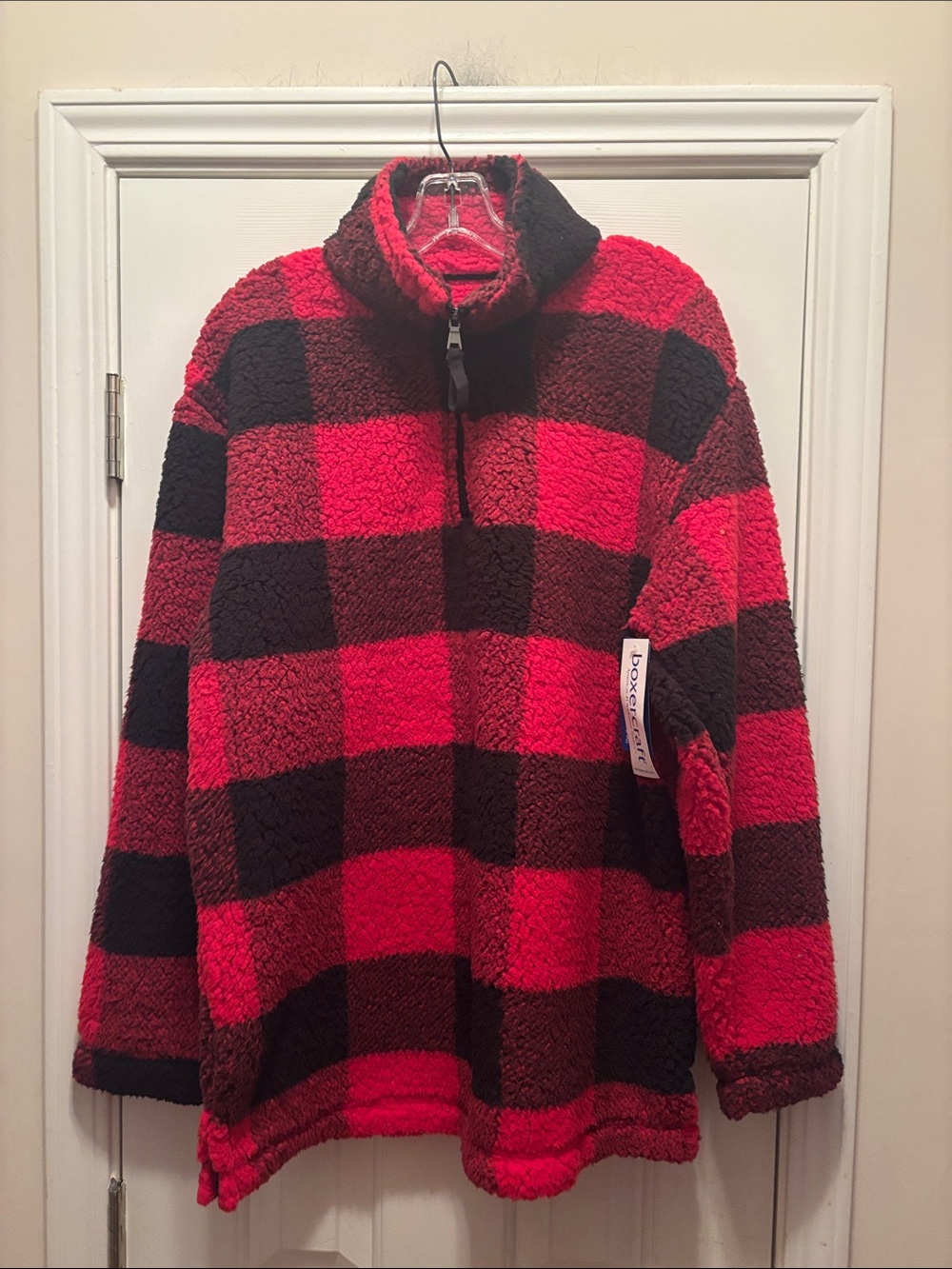 boxercraft Kids Red & Black Buffalo Plaid Sherpa Pullover